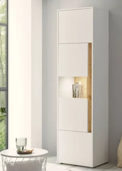 Aktenschrank Büroschrank Schrank weiß und Eiche Vitrinenschrank für Homeoffice Center