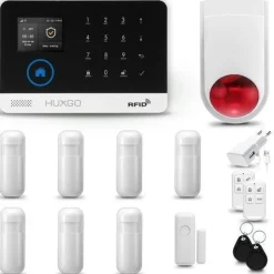 Alarm System mit Funk Alarmsirene HXA003 2G, 7x Bewegungssensor, Smart Home Security