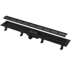 Alcadrain APZ10BLACK Duschrinne mit Rand für den perforierten Rost, Schwarz-Matt