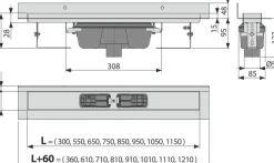 Alcadrain APZ1016 Wall Duschrinne mit Rand für den vollen Rost 750mm