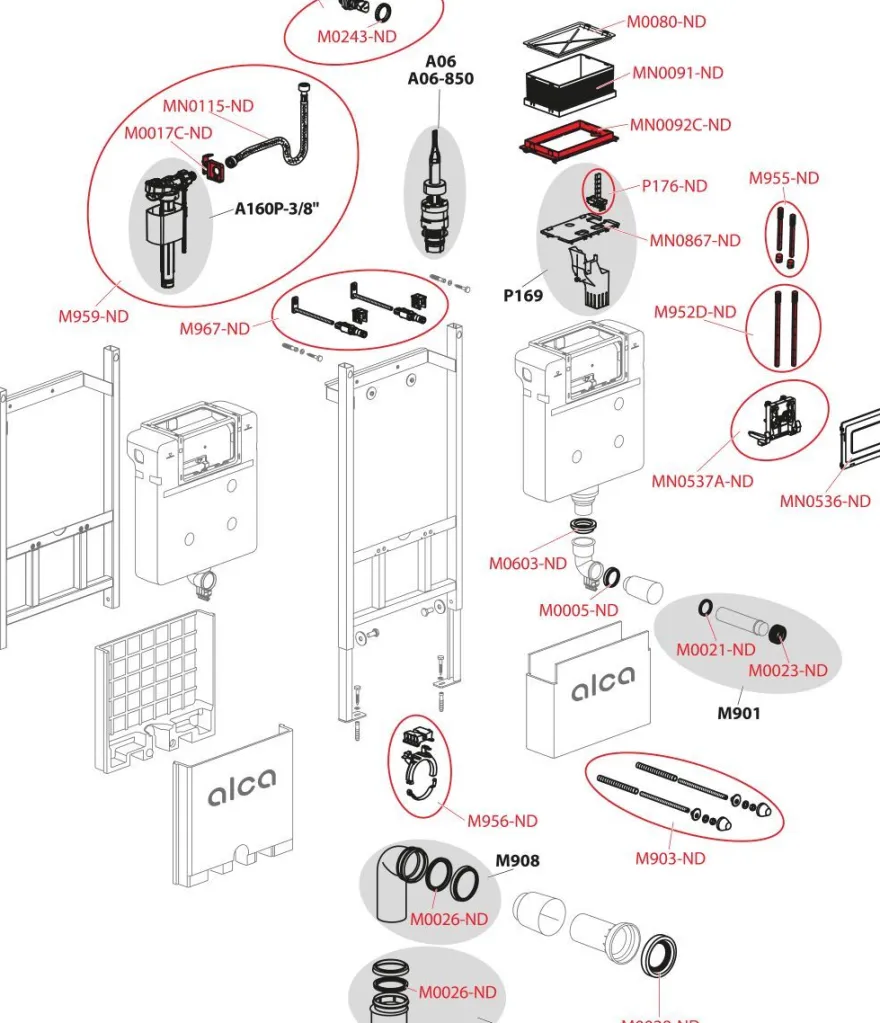 alcadrain module sanitaire WC AM118/850 commande par le dessus ou par l'avant