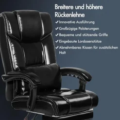 Alfordson Bürostuhl Hochlehner 150° Liegeposition schwarz