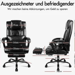 Alfordson Bürostuhl Hochlehner 150° Liegeposition schwarz