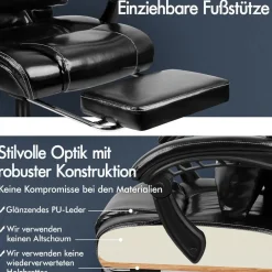 Alfordson Bürostuhl Hochlehner 150° Liegeposition schwarz