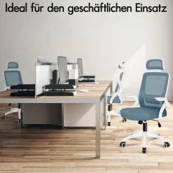 Alfordson Bürostuhl Lordosenstütze Premium Netzgewebe Blau
