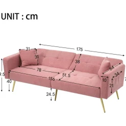 AliSefaiy Schlafsofa mit Schlaffunktion, verstellbarer Rückenlehne, goldenen