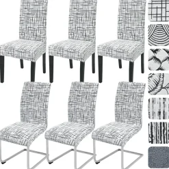 Alishomtll 6er Set Jacquard Stretch Stuhlhussen für Schwingstühle, Universal
