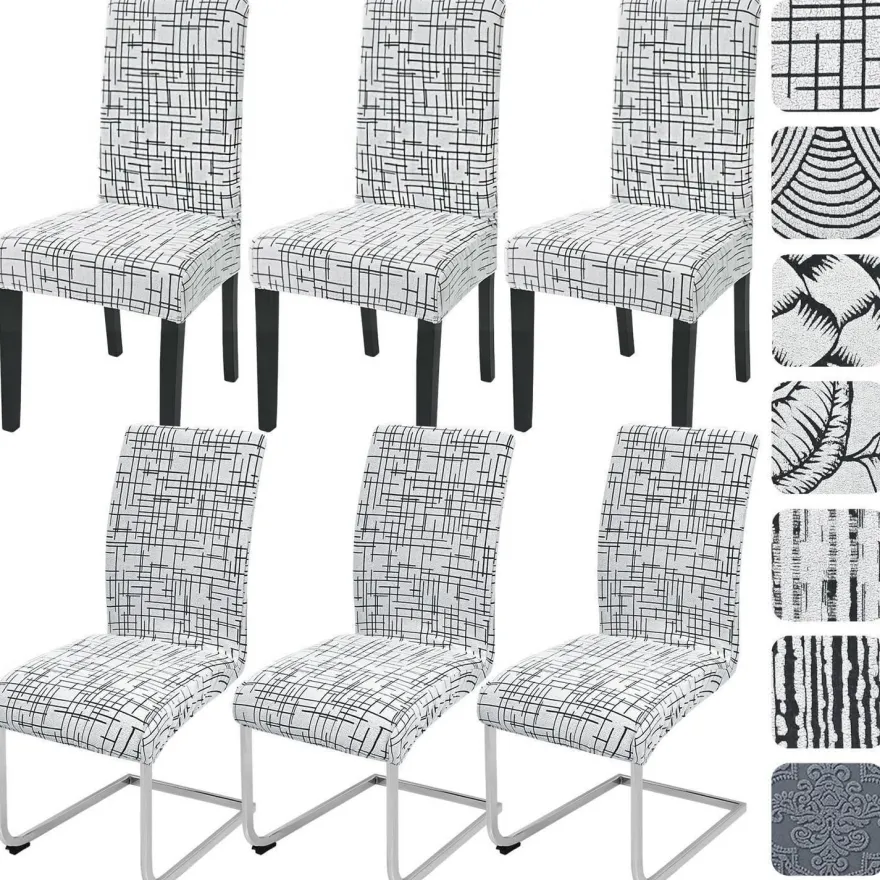 Alishomtll 6er Set Jacquard Stretch Stuhlhussen für Schwingstühle, Universal