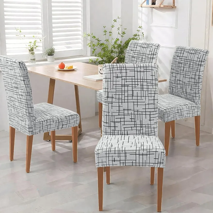 Alishomtll 6er Set Jacquard Stretch Stuhlhussen für Schwingstühle, Universal