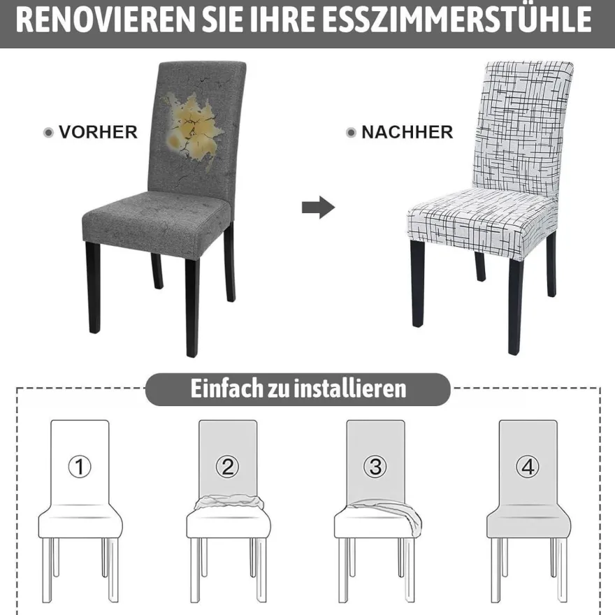 Alishomtll 6er Set Jacquard Stretch Stuhlhussen für Schwingstühle, Universal