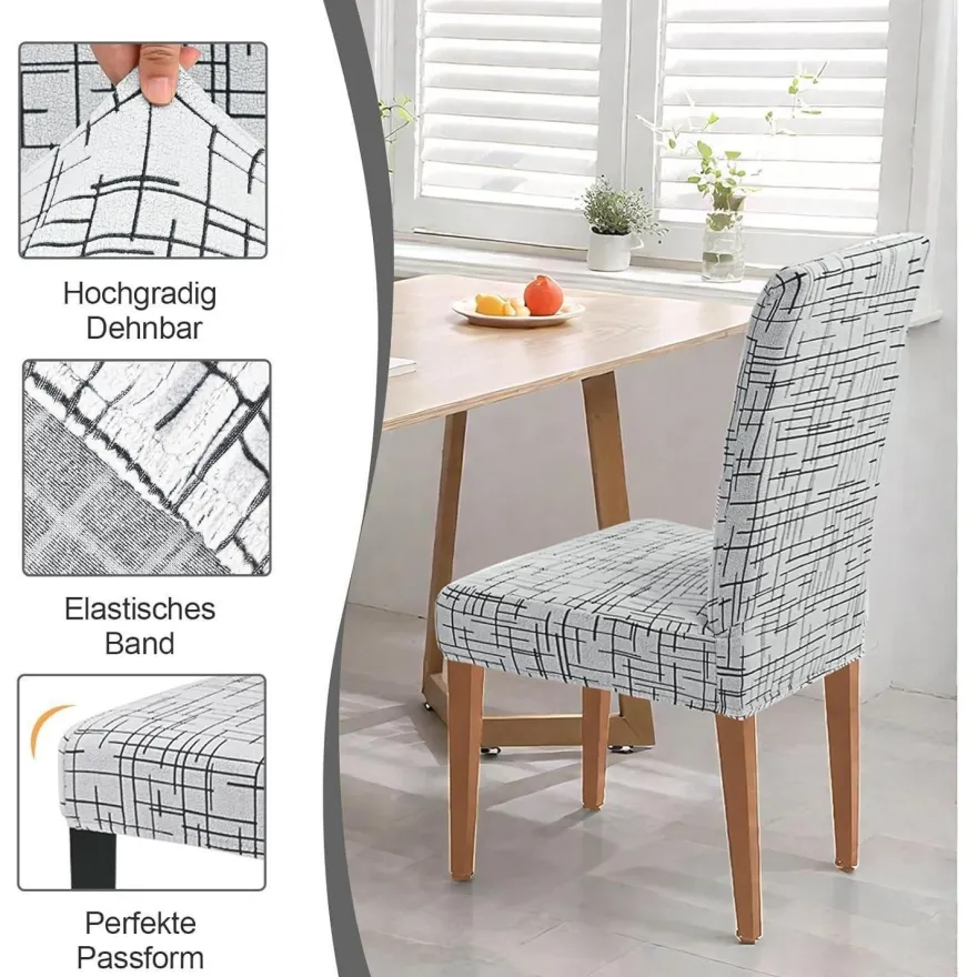 Alishomtll 6er Set Jacquard Stretch Stuhlhussen für Schwingstühle, Universal