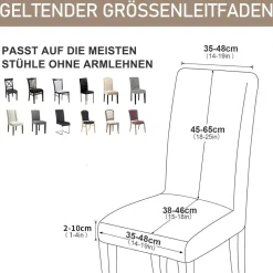 Alishomtll 6er Set Stretch Samt Stuhlhussen Khaki, Velvet/Velour Stuhlbezug für
