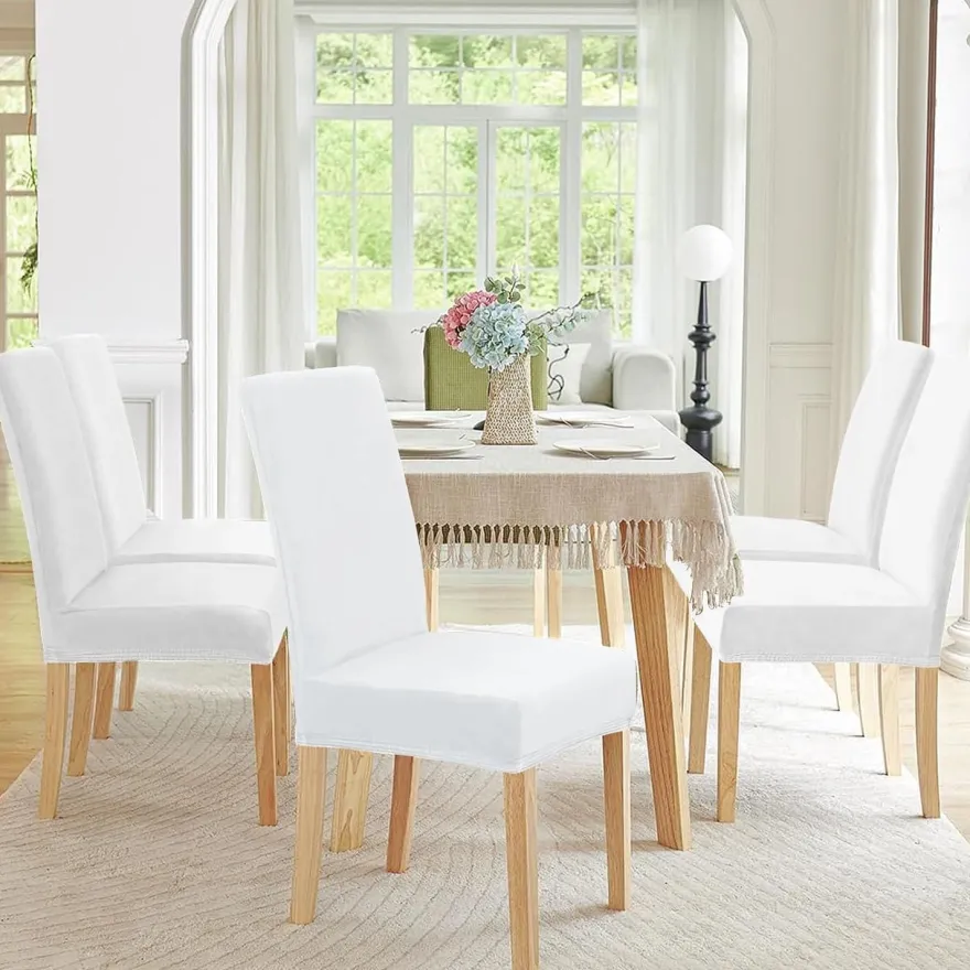 Alishomtll 4er Set Stretch Samt Stuhlhussen, waschbare und elastische