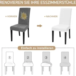 Alishomtll 4er Set Stretch Samt Stuhlhussen, waschbare und elastische