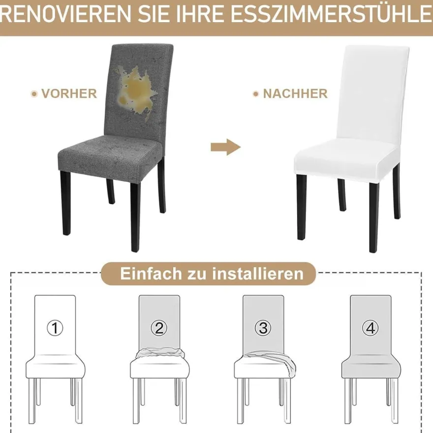 Alishomtll 4er Set Stretch Samt Stuhlhussen, waschbare und elastische