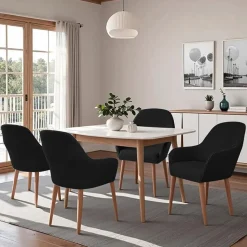 Alishomtll 6er Set Stuhlhussen mit Armlehnen, Stretch, abnehmbar und waschbar