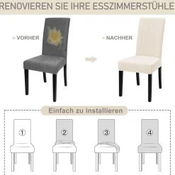 Alishomtll 6er Set Stuhlhussen aus Stretch-Samt, waschbar, für Esszimmerstühle