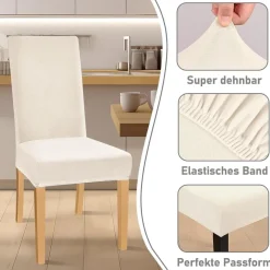 Alishomtll 6er Set Stuhlhussen aus Stretch-Samt, waschbar, für Esszimmerstühle
