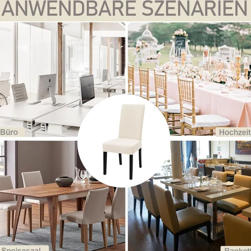 Alishomtll 6er Set Stuhlhussen aus Stretch-Samt, waschbar, für Esszimmerstühle