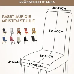Alishomtll Stuhlhussen 4er Set, Champagner, Universal Stretch Kurzflor