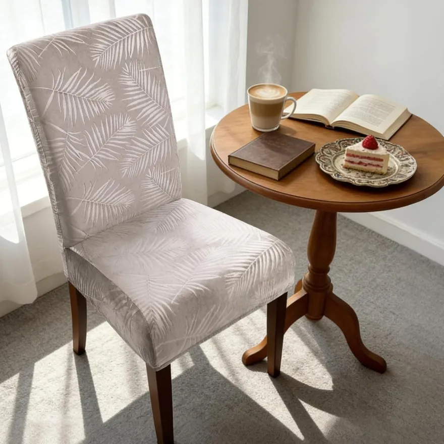 Alishomtll Stuhlhussen 4er Set, Champagner, Universal Stretch Kurzflor