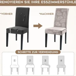 Alishomtll Stuhlhussen 4er Set, Champagner, Universal Stretch Kurzflor