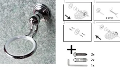 Allure Seifenschale mit Halterung Messing Verchromt mit Porzellan Schale