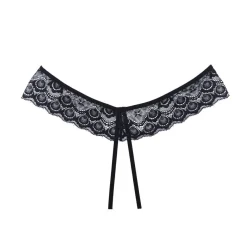 Allure Slip S-L schwarz Schritt offen florale Spitze Damen Slip Dessous