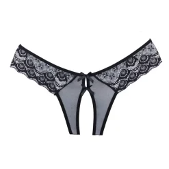 Allure Slip S-L schwarz Schritt offen florale Spitze Damen Slip Dessous