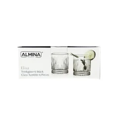 Almina Elisa 6 Teiliger Trinkgläser-Set aus Glas mit Riffle Design 240 ml