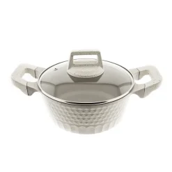 Almina Kochtöpfe in Creme Aluminium Druckguss mit Antihaftbeschichtung