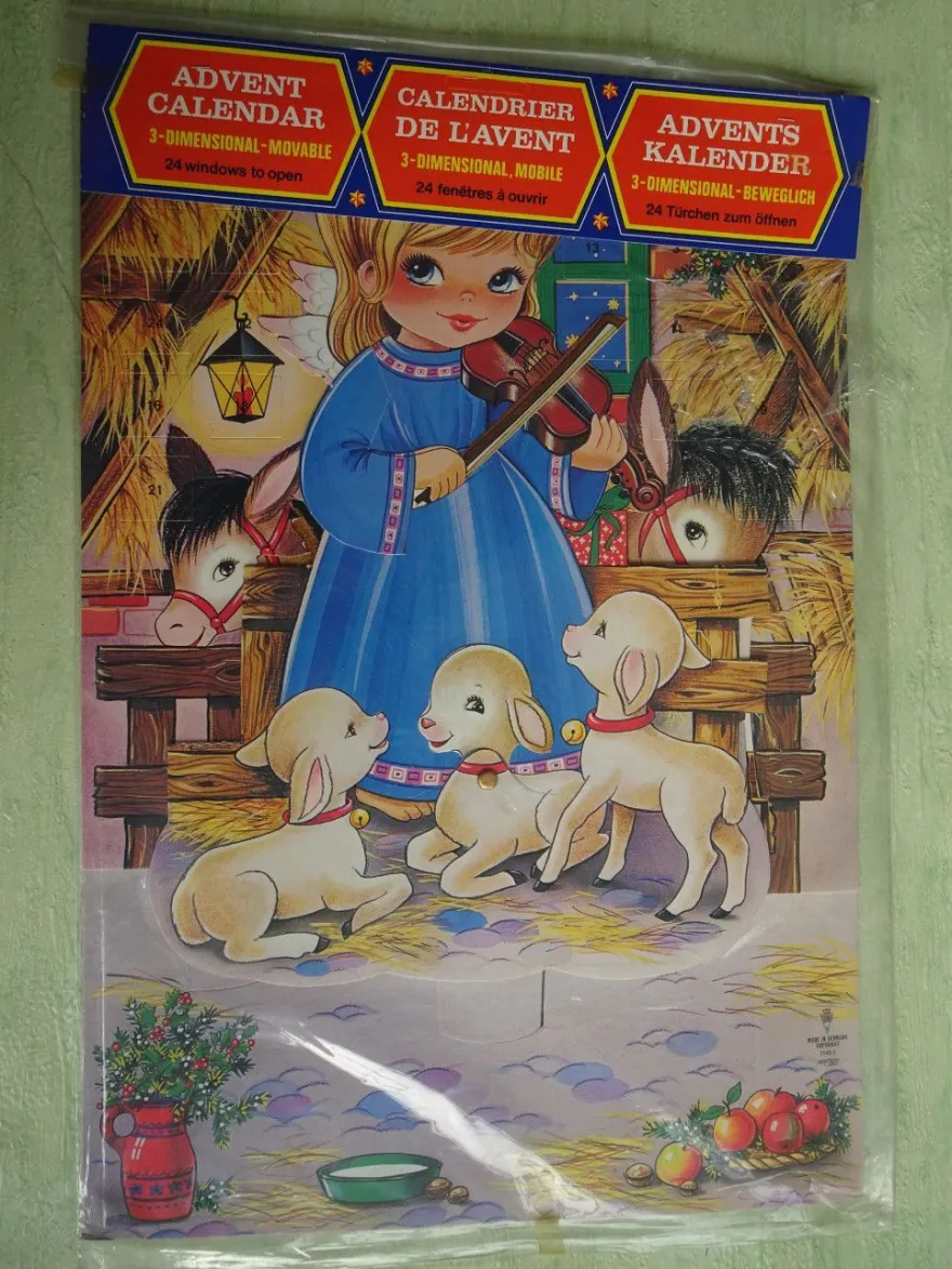 alte 3D bewegliche Adventskalender Moldow Gemo Dänemark - Engel -