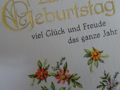 alte edle Grußkarten zum Geburtstag Blumen Igel Trommler Vögelchen ....