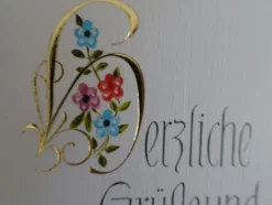 alte edle Grußkarten zum Geburtstag Blumen Igel Trommler Vögelchen ....