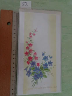 alte edle Grußkarten zum Geburtstag Blumen Igel Trommler Vögelchen ....