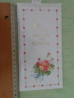 alte edle Grußkarten zum Geburtstag Blumen Igel Trommler Vögelchen ....