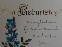 alte edle Grußkarten zum Geburtstag Blumen Igel Trommler Vögelchen ....
