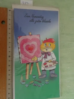 alte tierische Grußkarten Zum Namenstag Humor Primus Schwein Krokodil Katze