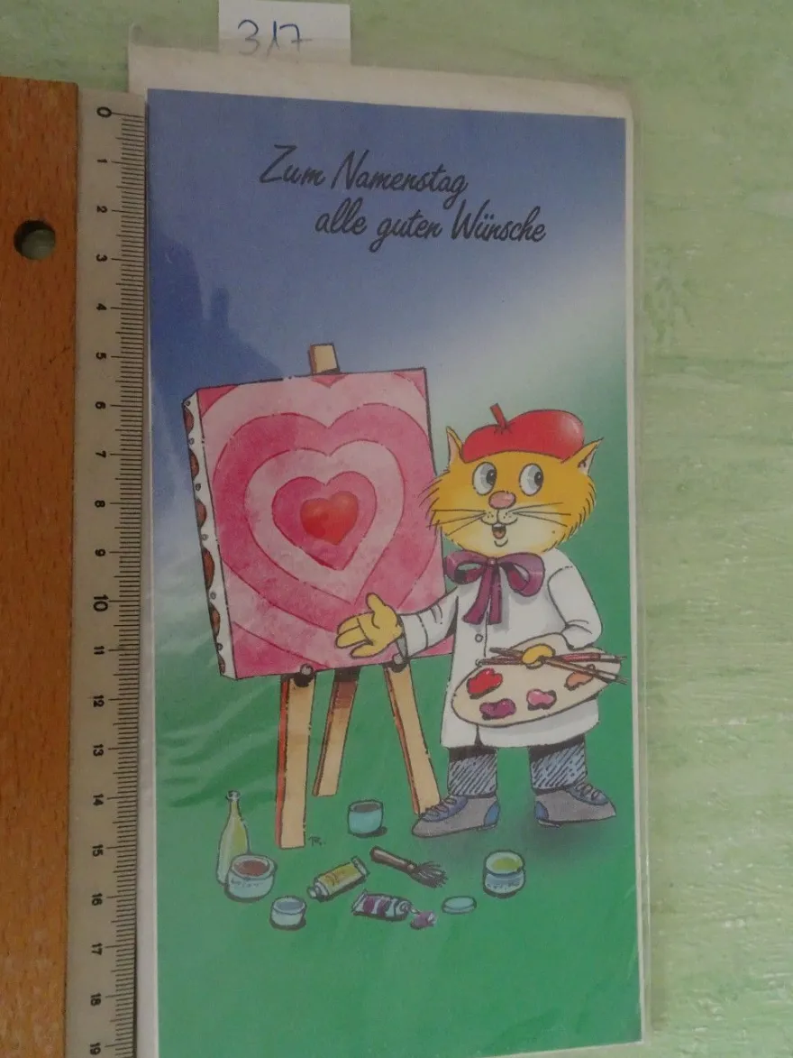 alte tierische Grußkarten Zum Namenstag Humor Primus Schwein Krokodil Katze