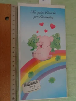alte tierische Grußkarten Zum Namenstag Humor Primus Schwein Krokodil Katze