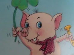 alte tierische Grußkarten Zum Namenstag Humor Primus Schwein Krokodil Katze