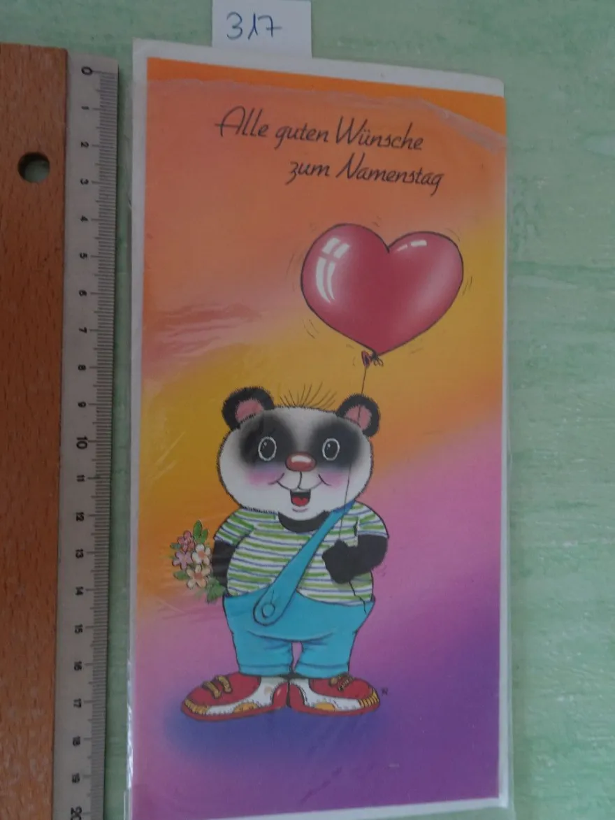 alte tierische Grußkarten Zum Namenstag Humor Primus Schwein Krokodil Katze