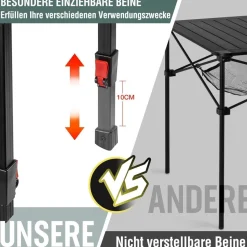 Aluminium Klapptisch mit Tragetasche für Camping und Picknick 40x40x53cm
