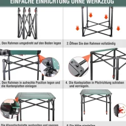 Aluminium Klapptisch mit Tragetasche für Camping und Picknick 40x40x53cm