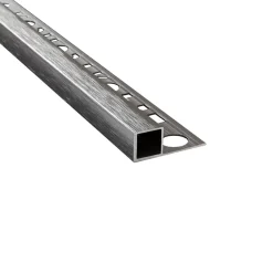 Alu Quadrat Profil Fliesenschiene silber gebürstet matt poliert gold L2,7m H10mm
