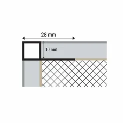 Alu Quadrat Profil Fliesenschiene silber gebürstet matt poliert gold L2,7m H10mm