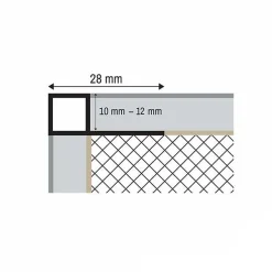 Alu Quadrat Profil Fliesenschiene silber gebürstet matt poliert gold L2,7m H10mm