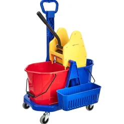AmazonCommercial Reinigungswagen Doppeleimer 17 L mit Presse und Korb