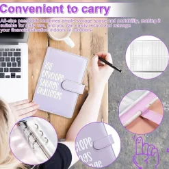 Amonenz Budget Binder A5 Ringbuch Sparchallenge Lila Budgetplaner Lederoptik