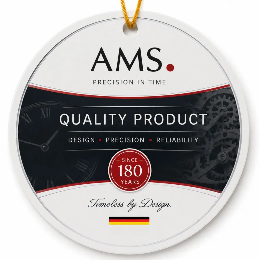 AMS F5281 Pendel-Funkwanduhr mit Aluminium-Metallgehäuse